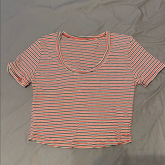 American Apparel Tops - American Apparel Red and Black Striped Crop Top